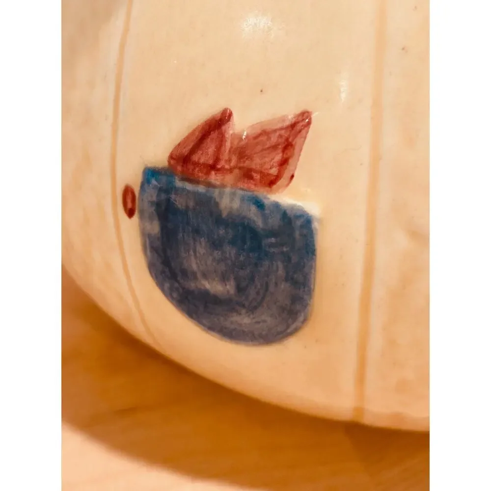 Vintage Ceramic Cat Cookie Jar Hand Painted Whimsical MCM Kitchen Decor